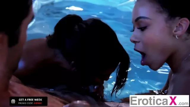 EroticaX - Sexy Flight Attendant Spitroasted By Bestie & Her BF